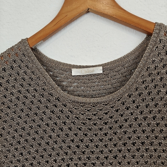 Chloé by Gabriela Hearst Metallic Gold Knit Maxi Dress Circa 2021 Collection SM - Picture 9 of 16